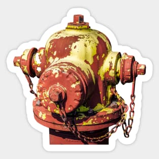 Red and Yellow Fire Hydrant Bonnet Sticker